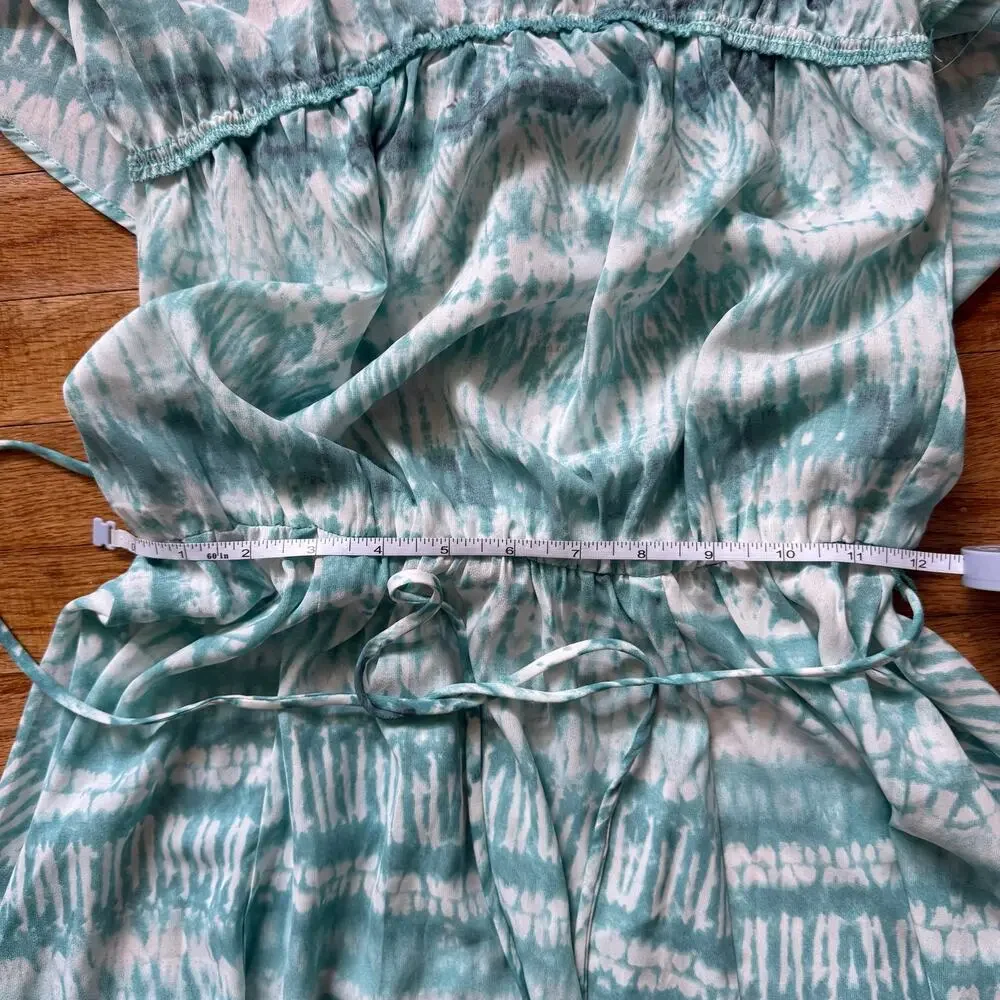 Aakaa Strapless Tie Dye Blue Maxi Dress Sz S Romantic Boho Feminine Vacay Resort